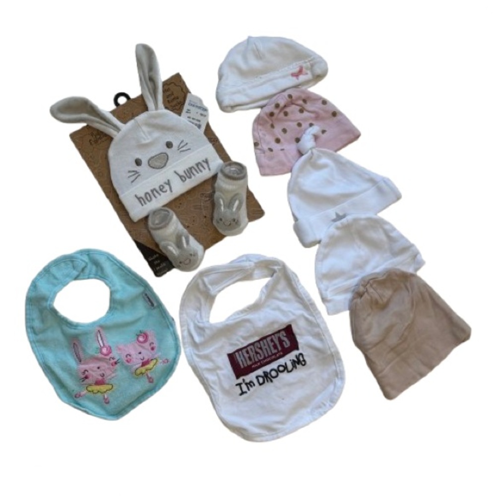 Charming White and Pink Baby Bibs Set